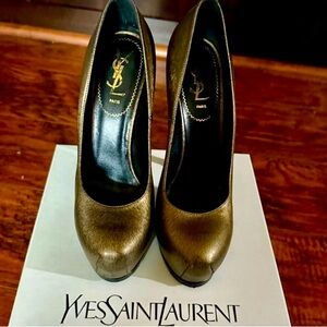 Yves Saint Laurent Metallic Bronze Heels